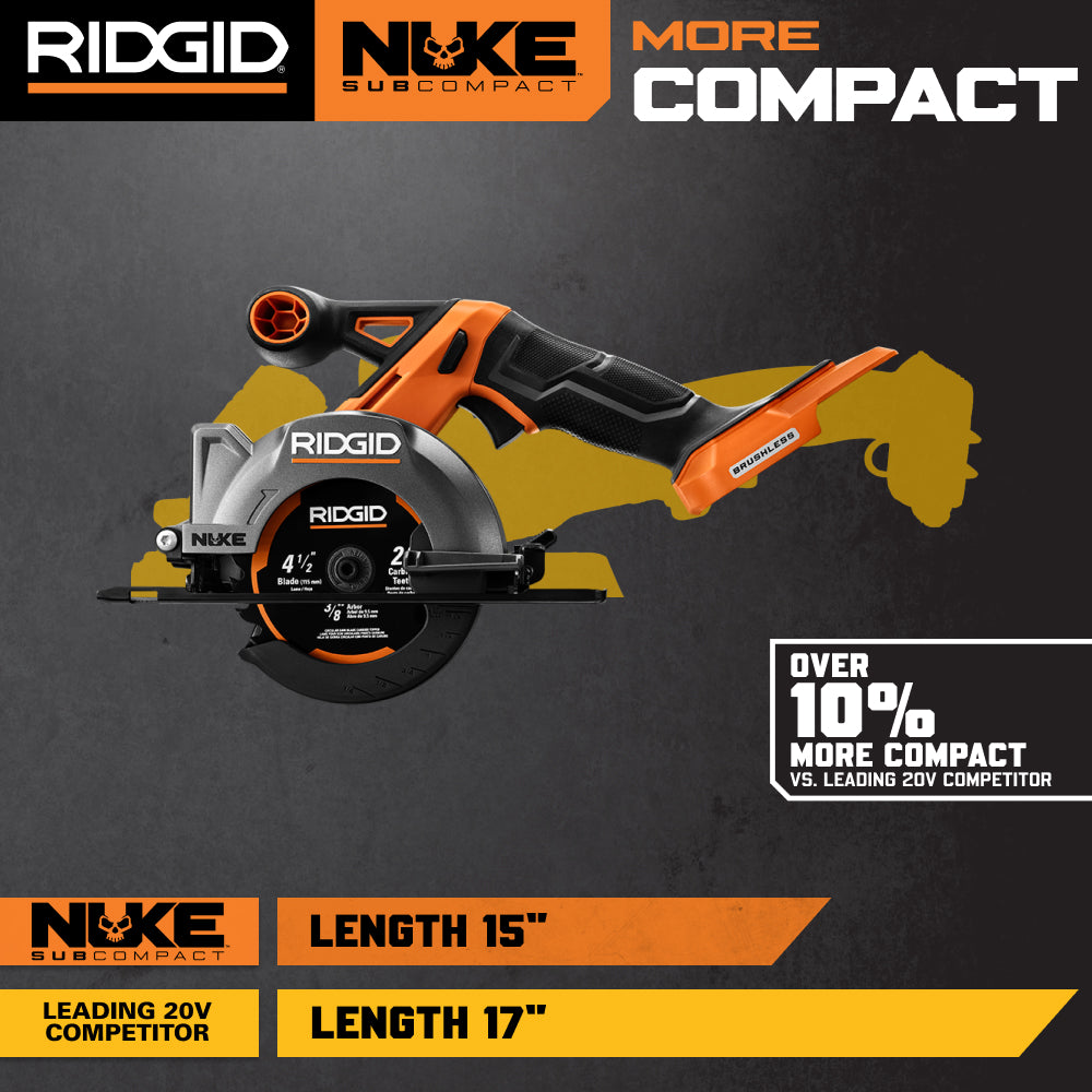Sierra circular subcompacta sin escobillas de 18 V NUKE de 4-1/2"
