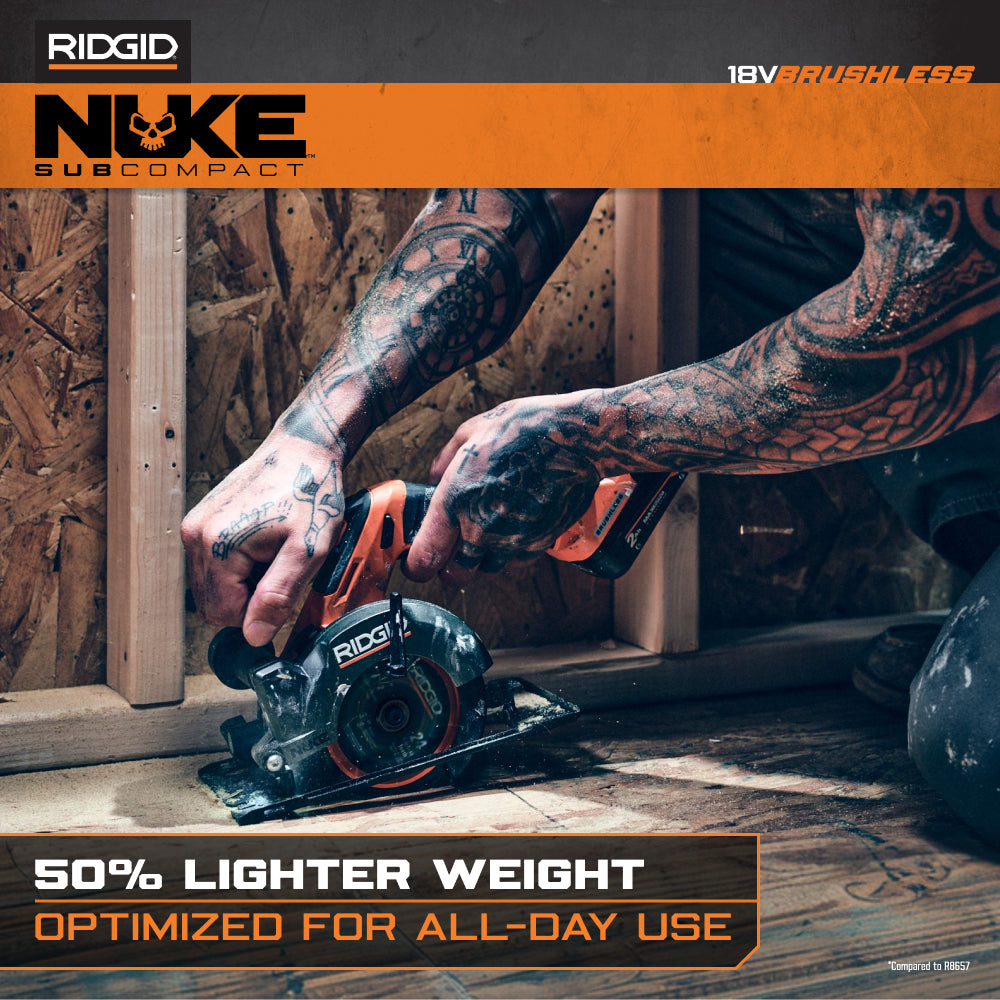 18V NUKE SubCompact Brushless 4-1/2” Circular Saw – RIDGID