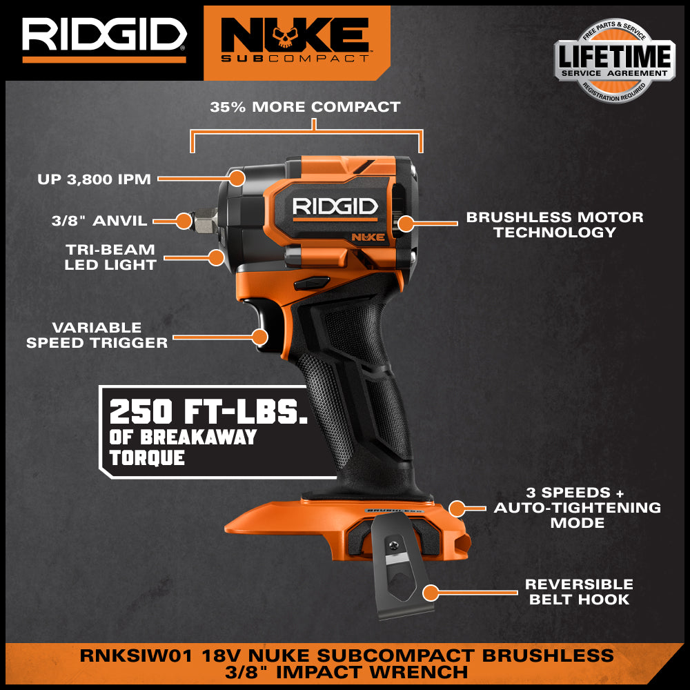 18V NUKE SubCompact Brushless 3/8" Impact Wrench