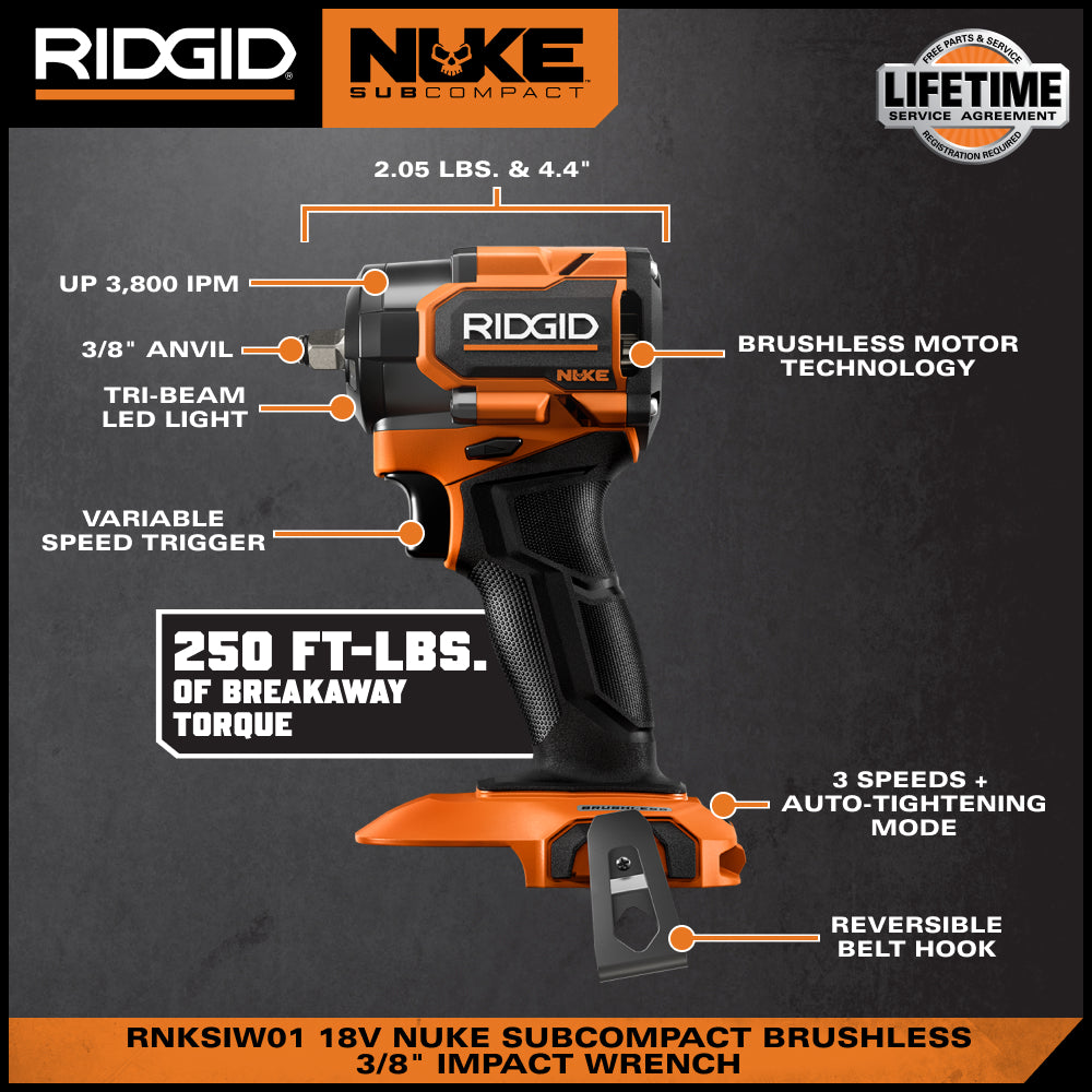 18V NUKE SubCompact Brushless 3/8" Impact Wrench Kit