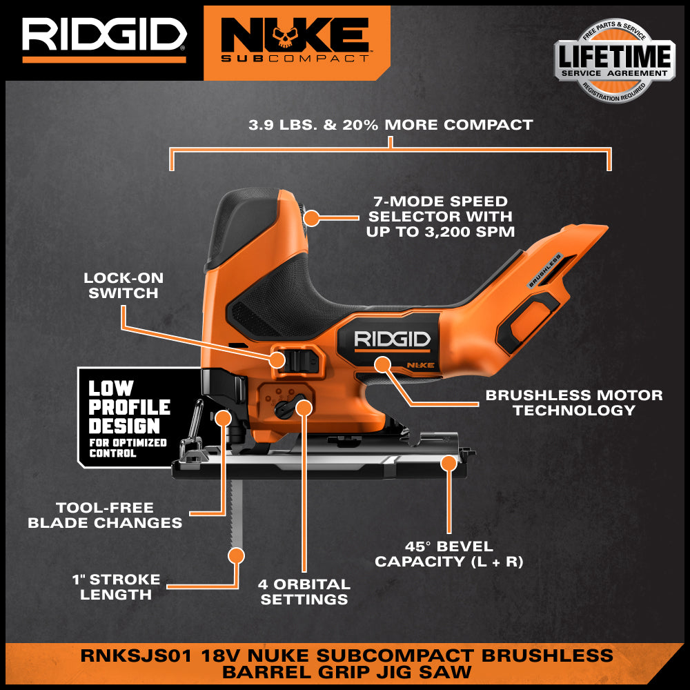 18V NUKE SubCompact Brushless Barrel Grip Jig Saw