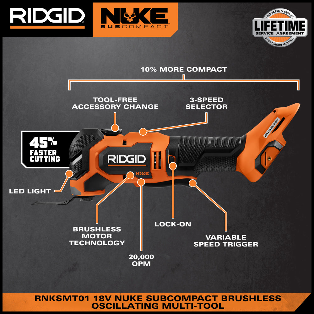 18V NUKE SubCompact Brushless Oscillating Multi-Tool