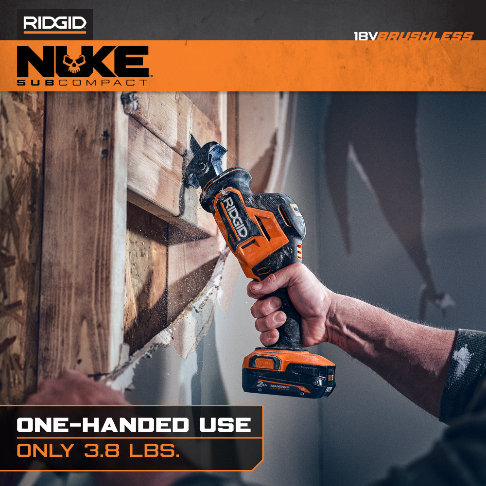 18V NUKE SubCompact Brushless One-Handed Reciprocating Saw – RIDGID