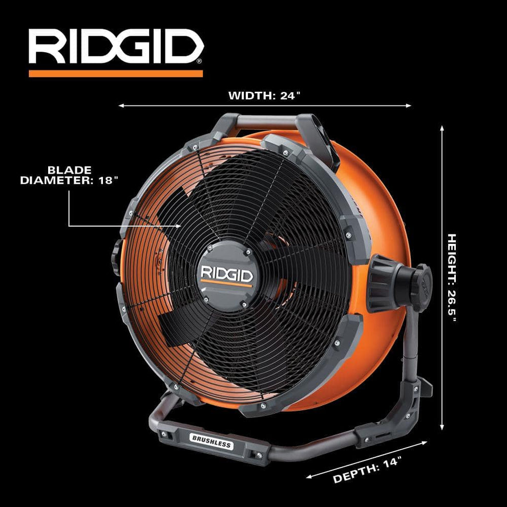 Walling Fan Ridgid 18V Brushless Hybrid 18 in. Drum Fan (Tool Only) – RIDGID