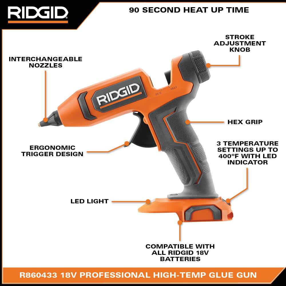 18V Cordless Full-Size Professional High-Temp Glue Gun (Tool Only)