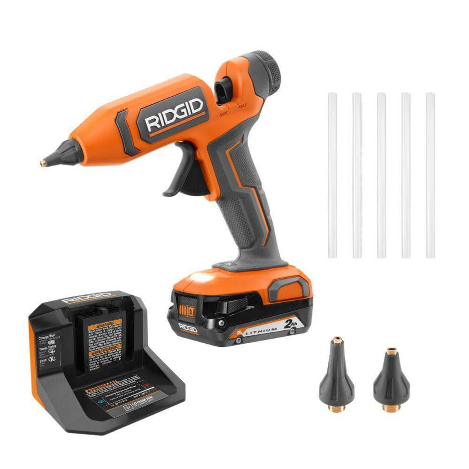 Kit de pistola de pegamento profesional inalámbrica de alta temperatura de 18 V con batería de 2,0 Ah y cargador
