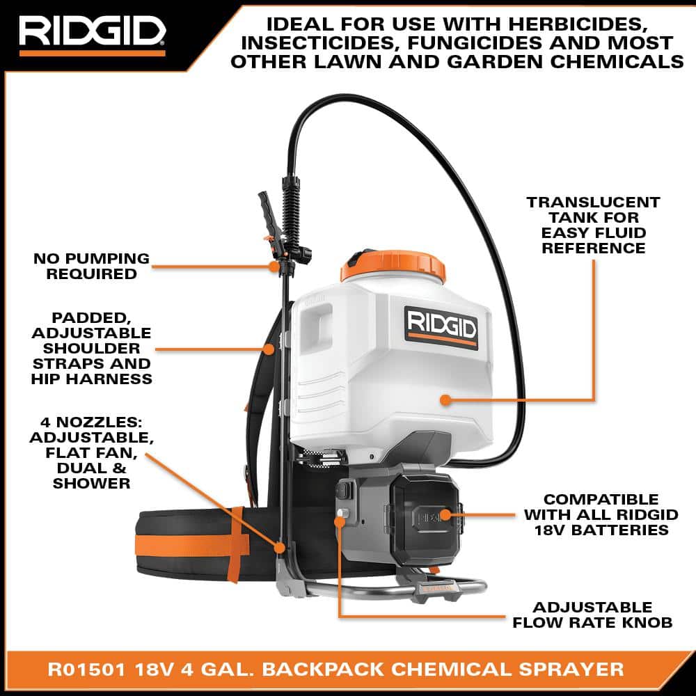 18-Volt Cordless Battery 4 Gal. Backpack Chemical Sprayer with 2.0 Battery and Charger
