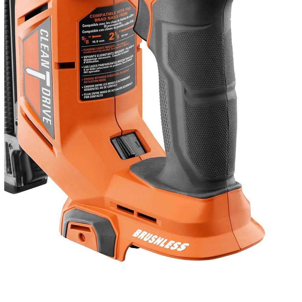 Clavadora inalámbrica sin escobillas de 18 V, calibre 18, 2-1/8 pulg., con tecnología CLEAN DRIVE, batería de 2.0 Ah y cargador
