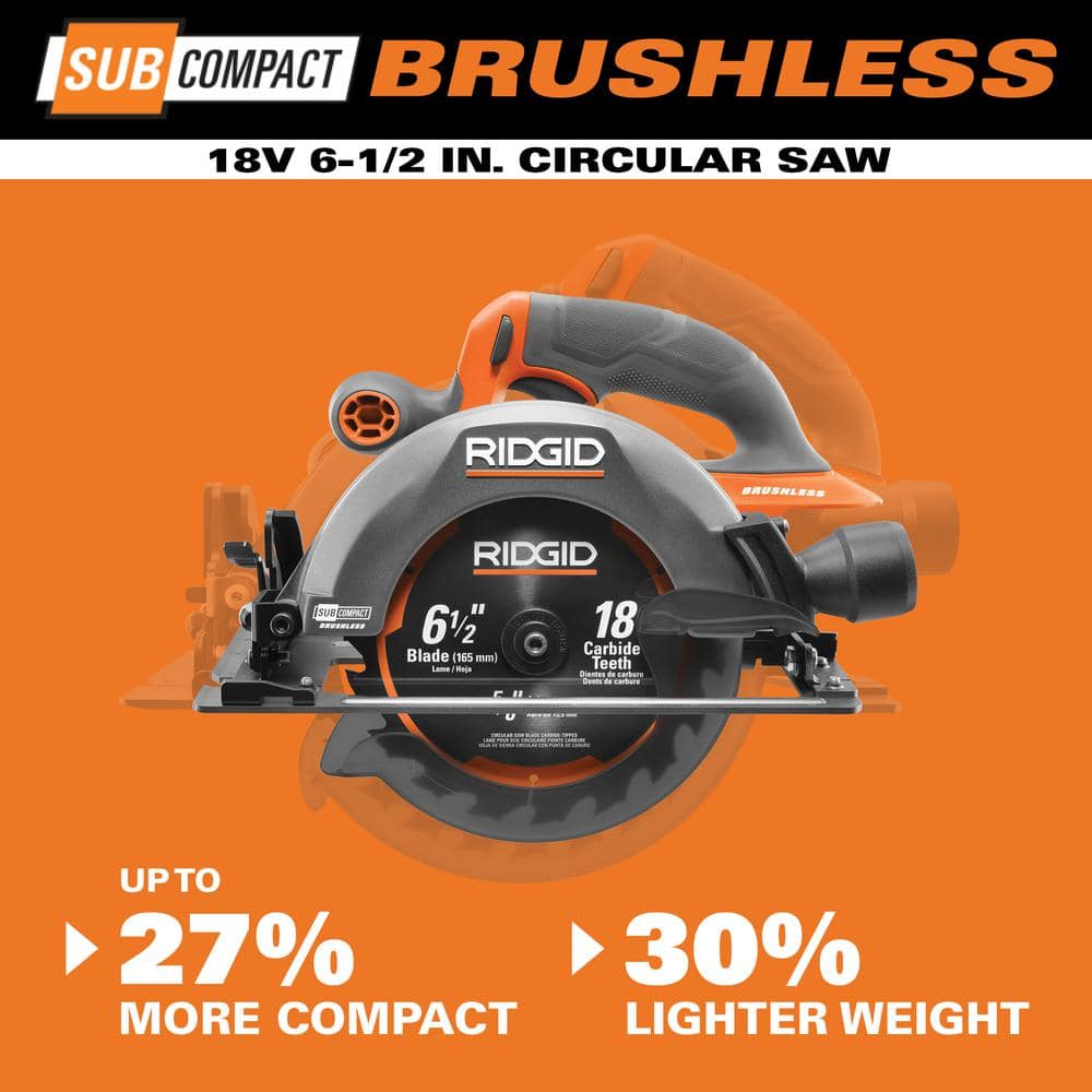 Kit de sierra circular inalámbrica subcompacta de 18 V sin escobillas de 6-1/2 pulg. con batería de 4.0 Ah de salida máxima y cargador R8656K