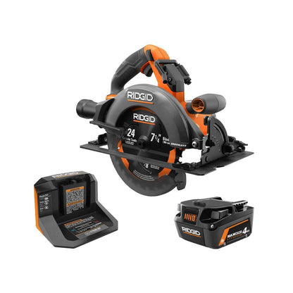 Kit de sierra circular inalámbrica sin escobillas de 18 V y 7-1/4 pulg. con batería de salida máxima de 4.0 Ah y cargador