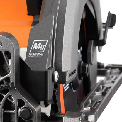Kit de sierra circular inalámbrica sin escobillas de 18 V con mango trasero de 7-1/4 pulg., batería de salida máxima de 8.0 Ah, cargador de 18 V y bolsa