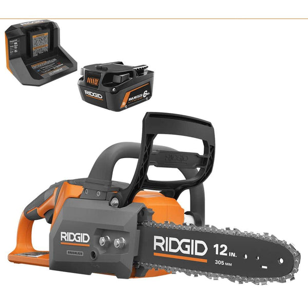 18V Brushless 12 in. Electric Battery Chainsaw with 6.0 Ah MAX Output ...