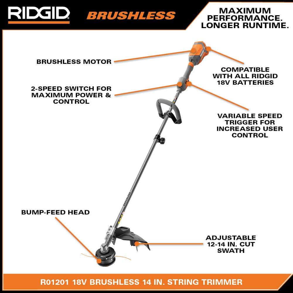 18V Brushless 14 in. Cordless Battery String Trimmer (Tool Only)