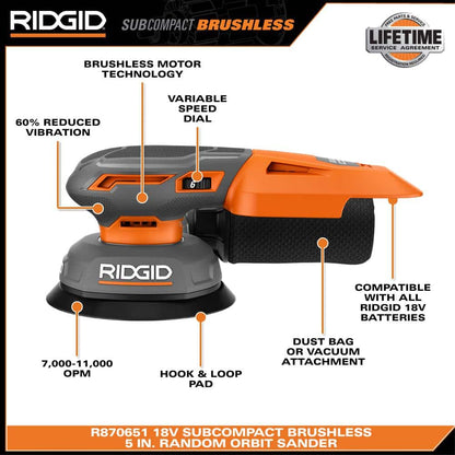 18V SubCompact Brushless Random Orbit Sander (Tool Only)