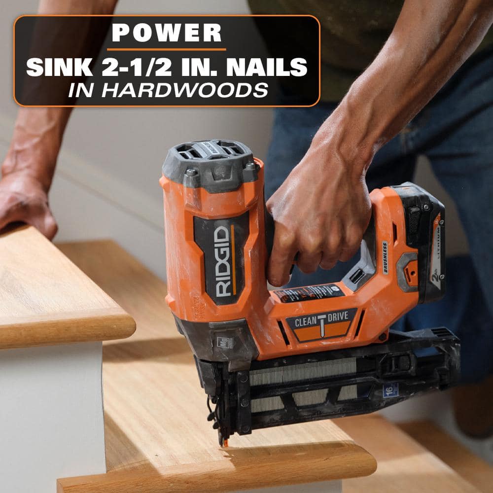 18V Brushless Cordless 16-Gauge 2-1/2 in. Straight Finish Nailer Kit with 2.0 Ah Battery and Charger