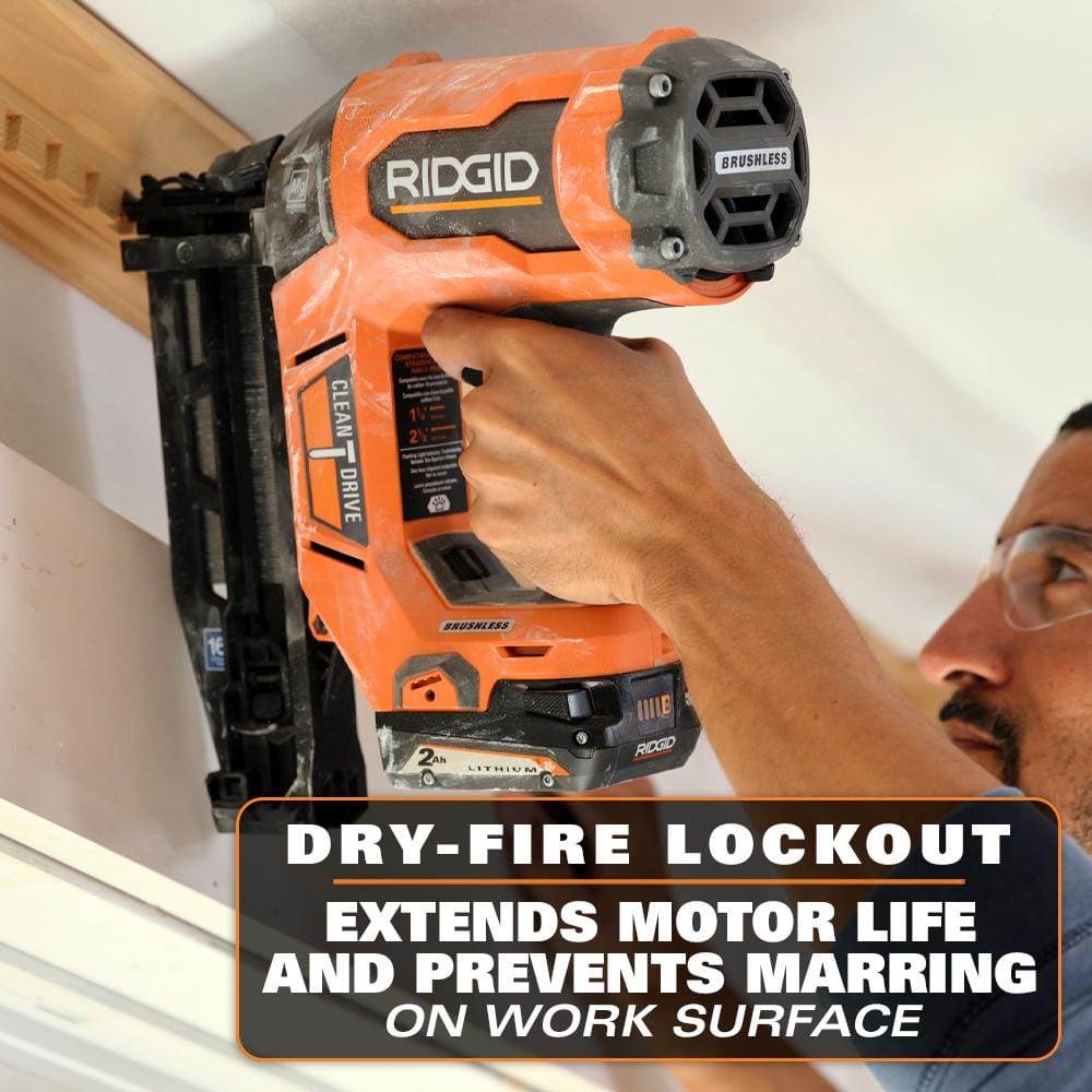 18V Brushless Cordless 16-Gauge 2-1/2 in. Straight Finish Nailer Kit with 2.0 Ah Battery and Charger
