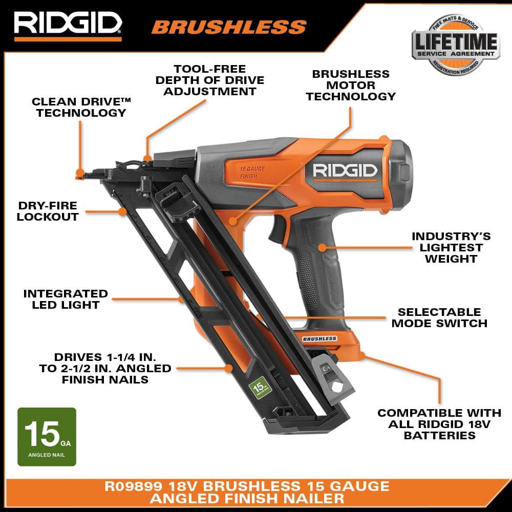 18V Brushless Cordless 15-Gauge Angled Finish Nailer (Tool Only