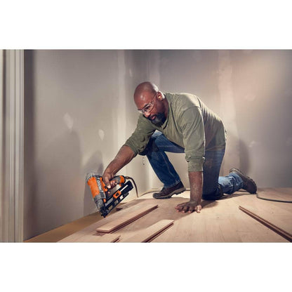 Pneumatic 15-Gauge 2-1/2 in. Angled Finish Nailer with CLEAN DRIVE Technology, and Tool Bag