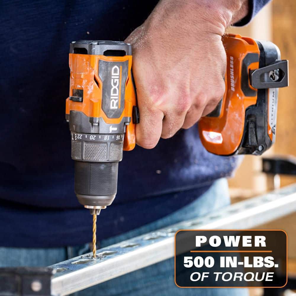 18V SubCompact Brushless Cordless 1/2 in. Hammer Drill Kit with (2) 2.0 Ah Batteries, Charger, and Bag