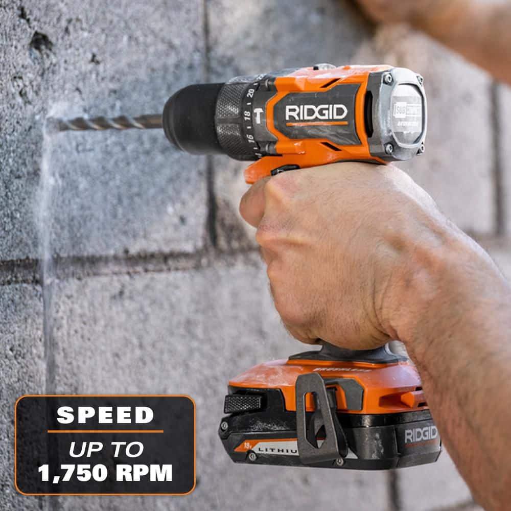 18V SubCompact Brushless Cordless 1/2 in. Hammer Drill Kit with (2) 2.0 Ah Batteries, Charger, and Bag
