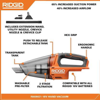 18V Cordless Hand Vacuum Kit with 2.0 Ah Battery and Charger