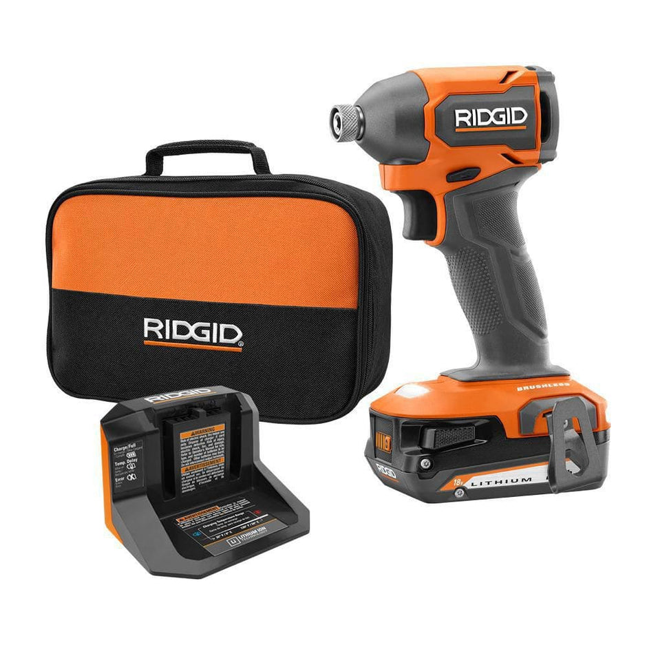 18V SubCompact Brushless Cordless Impact Driver Kit with 2.0 Ah Battery, Charger, and Tool Bag