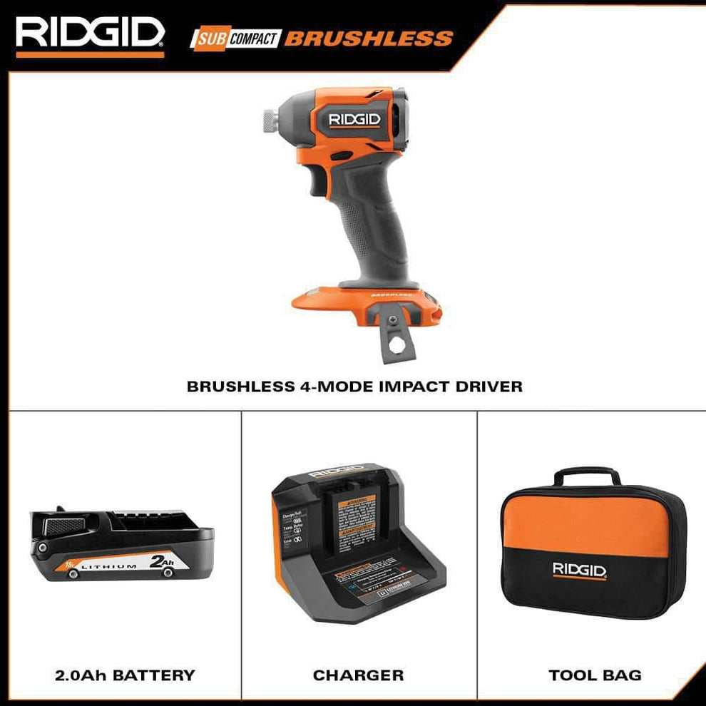 18V SubCompact Brushless Cordless Impact Driver Kit with 2.0 Ah Batter ...