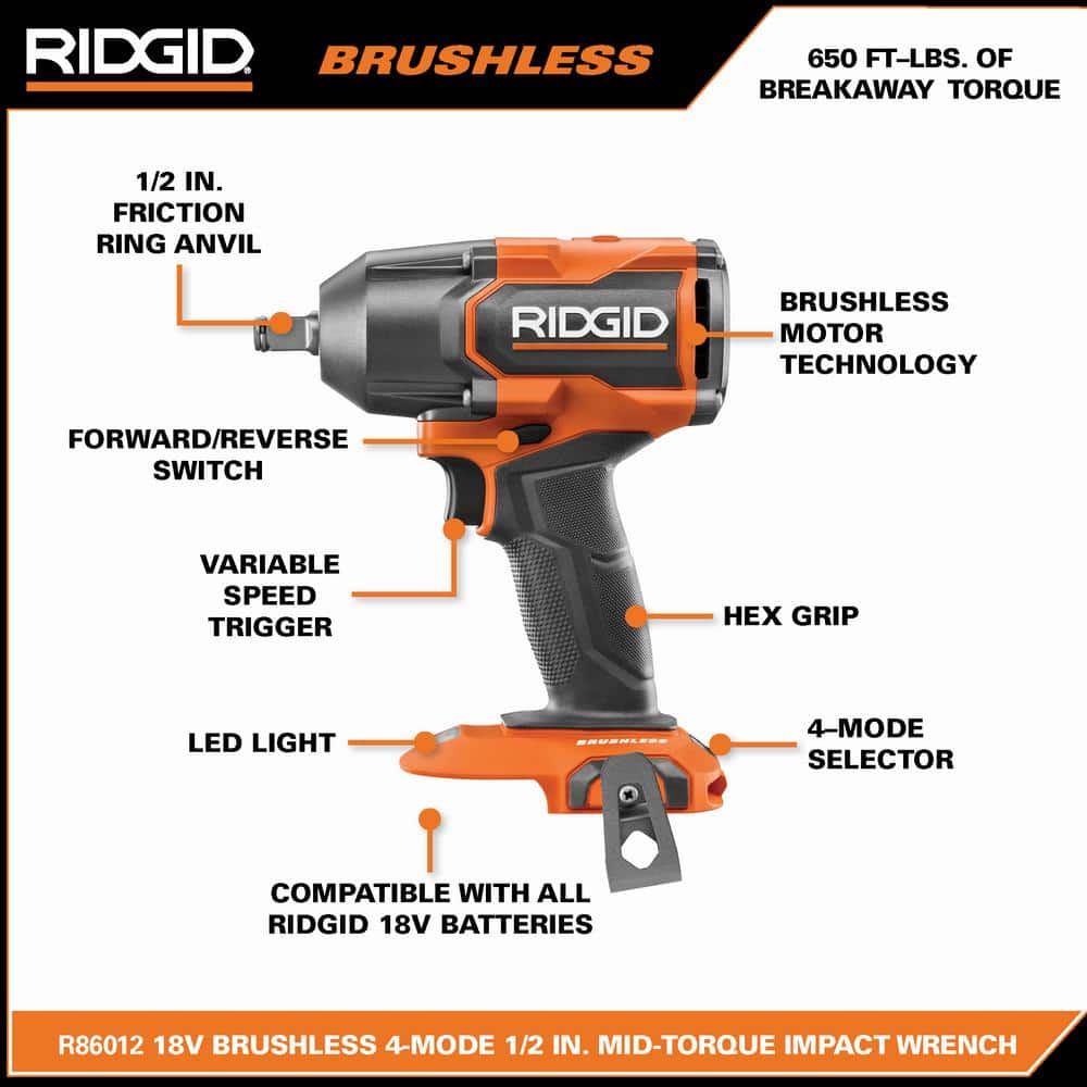 18V Brushless Cordless 1/2 in. Impact Wrench Kit with 4.0 Ah Battery and Charger