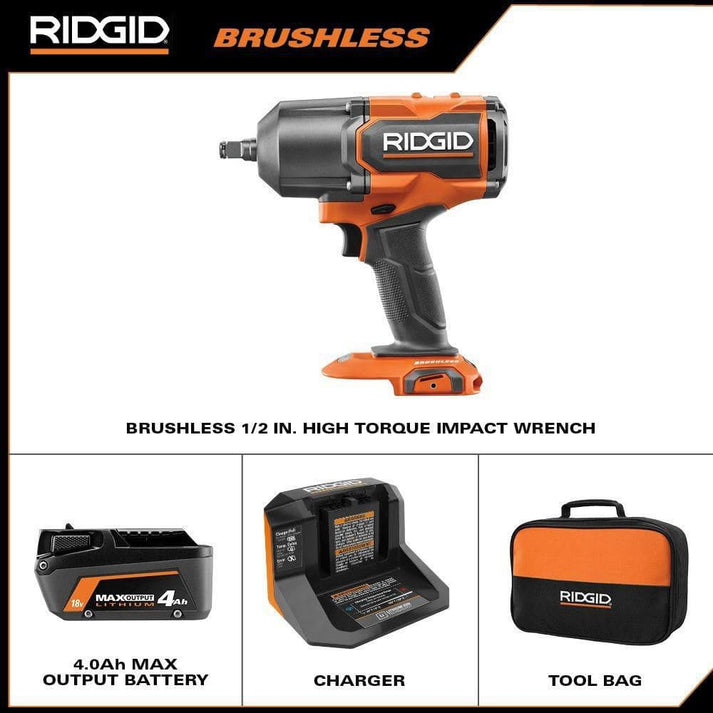 18V Brushless Cordless 4-Mode 1/2 in. High-Torque Impact Wrench Kit wi ...