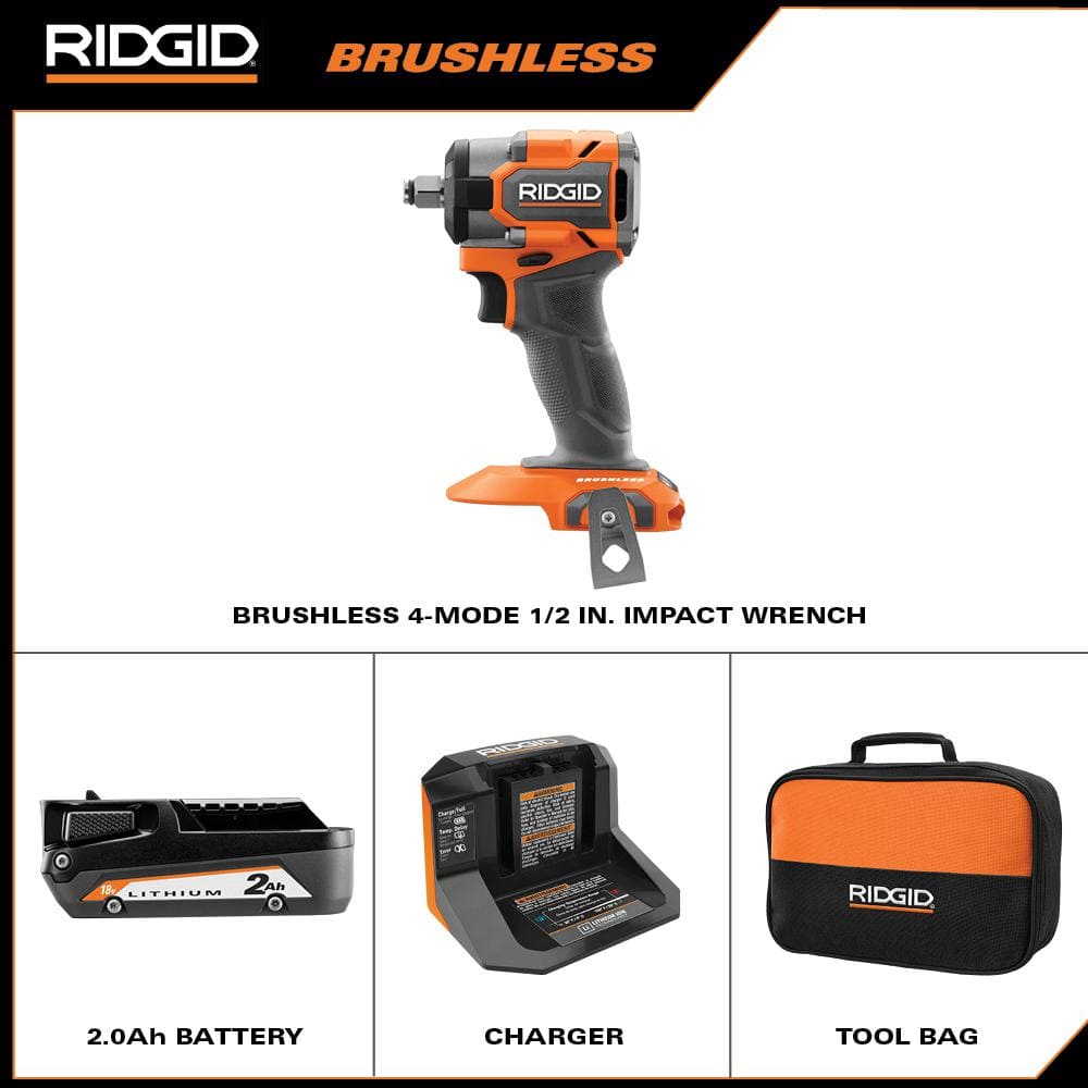 18V SubCompact Brushless Cordless 1/2 in. Impact Wrench Kit with