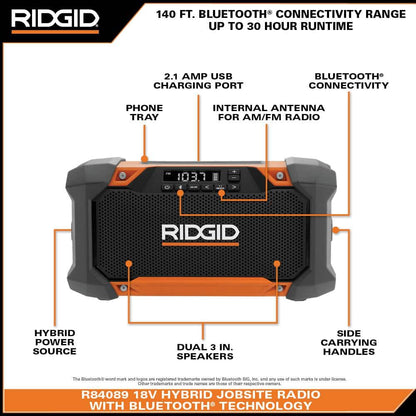 18V Hybrid Jobsite Radio with Bluetooth Technology (Tool Only)