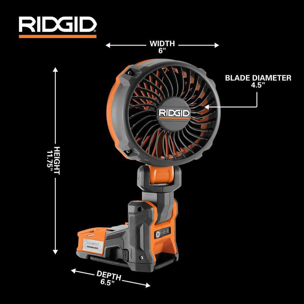Walling Fan Ridgid 18V SubCompact Brushless Cordless Magnetic Clamp Fan 2-Pack (Tool Only ...