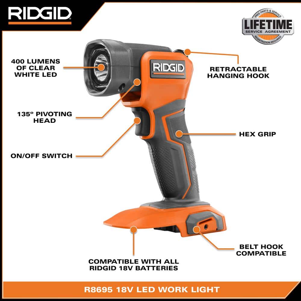 18V LED Worklight Kit with 2.0 Ah Battery and Charger – RIDGID