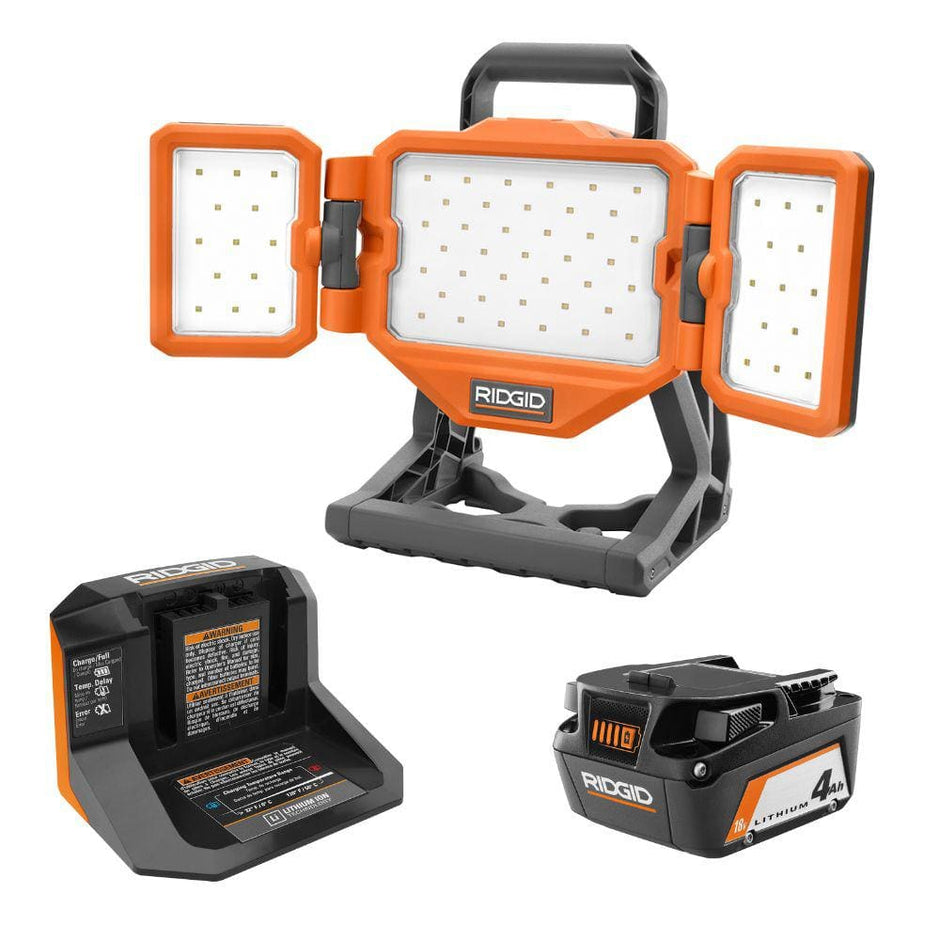 Kit de iluminación de panel híbrido de 18 V con batería de 4,0 Ah y cargador