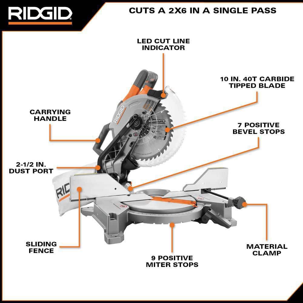 15 Amp 10 in. Corded Dual Bevel Miter Saw with LED Cut Line Indicator ...