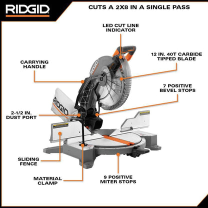 15 Amp Corded 12 in. Dual Bevel Miter Saw with LED Cutline Indicator