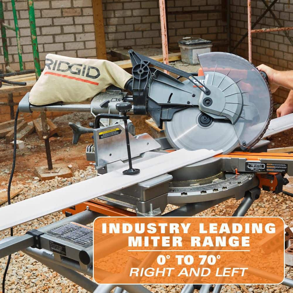 15 Amp Corded 12 in. Dual Bevel Sliding Miter Saw with 70 Deg. Miter Capacity and LED Cut Line Indicator