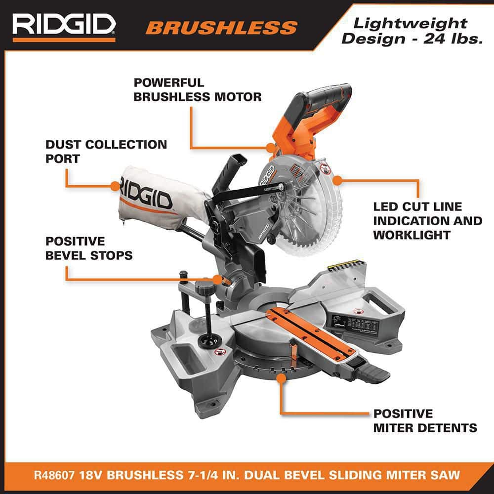 18V Brushless Cordless 7-1/4 in. Dual Bevel Sliding Miter Saw (Tool Only)