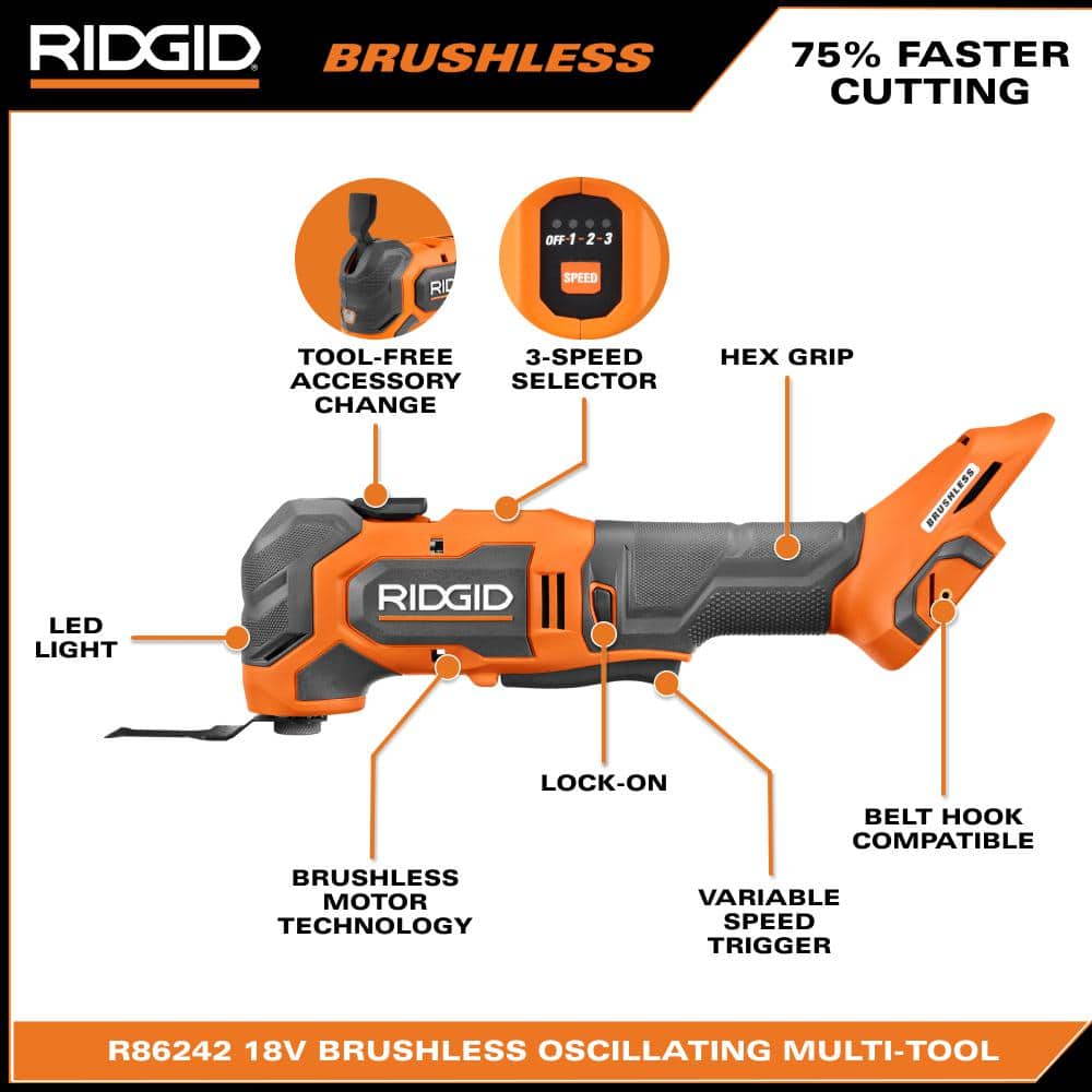 「ロイド」 18V Brushless Cordless Multi-Tool (Tool Only) – RIDGID