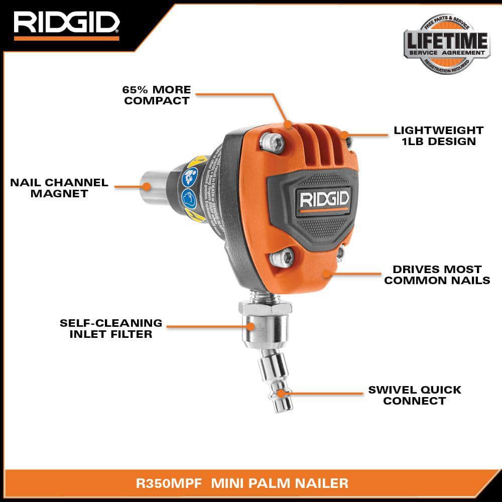 Pneumatic 3-1/2 in. Mini Palm Nailer – RIDGID
