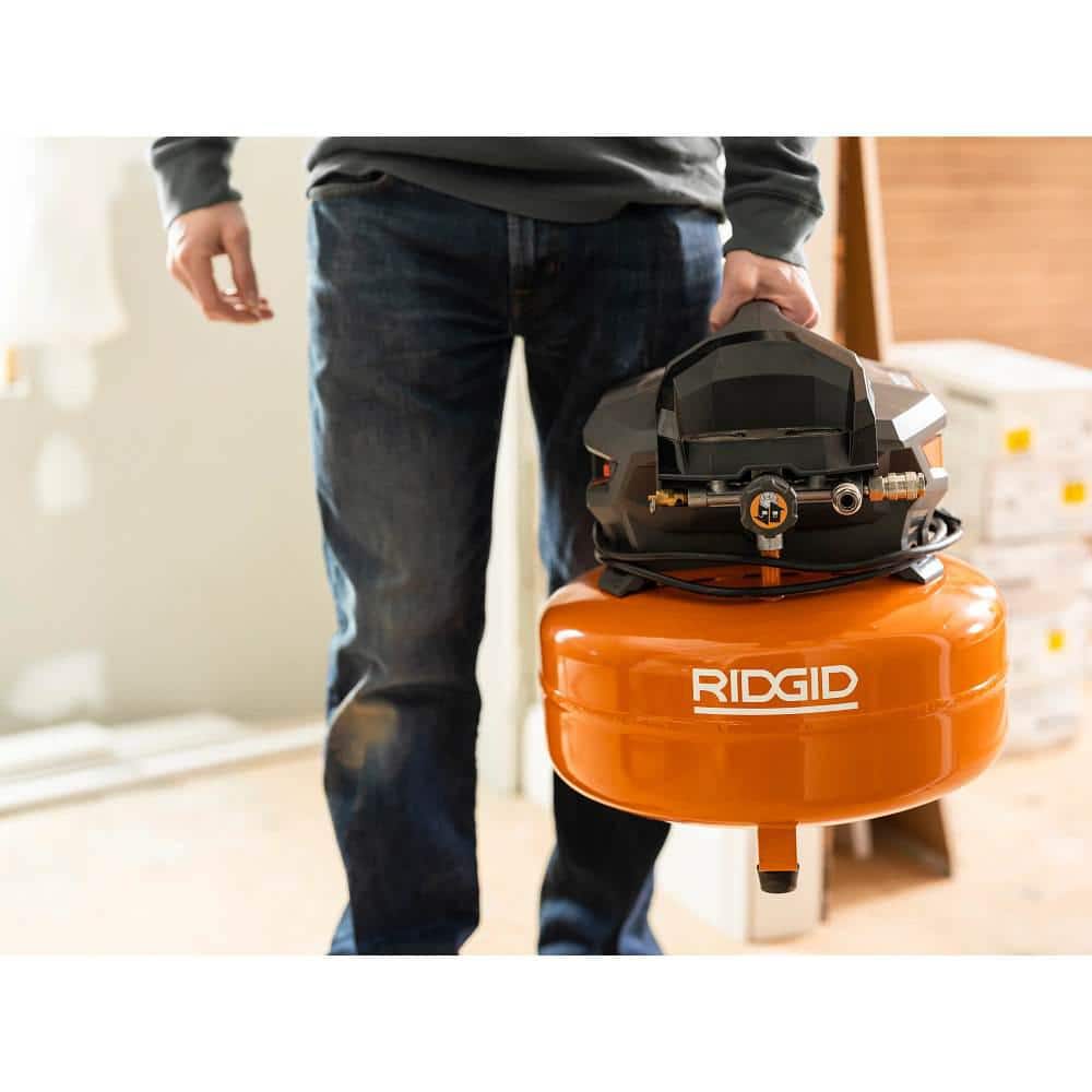 6 Gal. Portable Electric Pancake Air Compressor w/ 18GA Brad Nailer, 16GA Straight Finish Nailer, & 18GA Finish Stapler