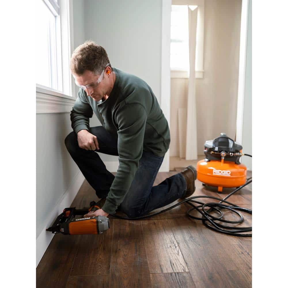 6 Gal. Portable Electric Pancake Air Compressor w/ 18GA Brad Nailer, 16GA Straight Finish Nailer, & 18GA Finish Stapler