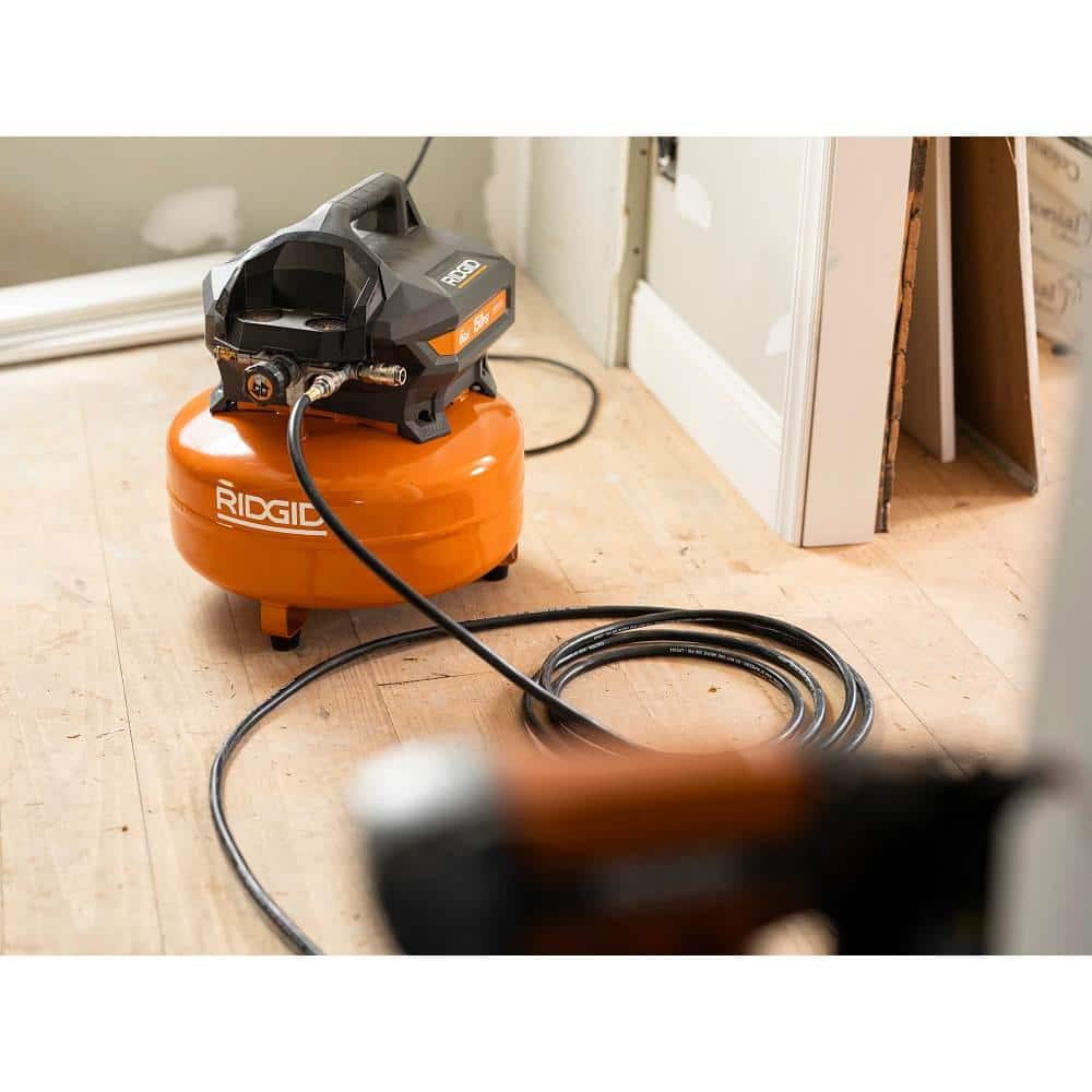6 Gal. Portable Electric Pancake Air Compressor w/ 18GA Brad Nailer, 16GA Straight Finish Nailer, & 18GA Finish Stapler