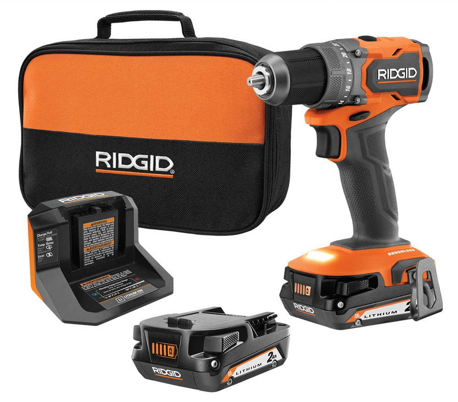 Kit de taladro/atornillador inalámbrico subcompacto sin escobillas de 18 V y 1/2 pulg. con (2) baterías de 2.0 Ah, cargador y bolsa de herramientas