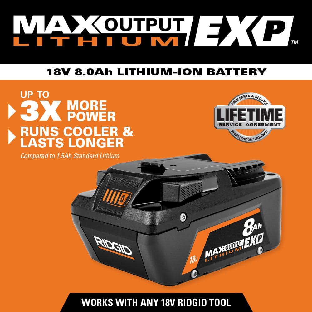 18V 8.0 Ah MAX Output EXP Lithium-Ion Battery – RIDGID