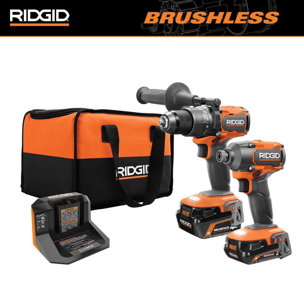 18V Brushless Cordless 2-Tool Combo Kit with Hammer Drill, Impact