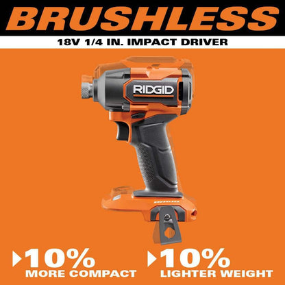 18V Brushless Cordless 2-Tool Combo Kit with Drill/Driver, Impact Driver, (2) Batteries, 18V Charger, and Tool Bag