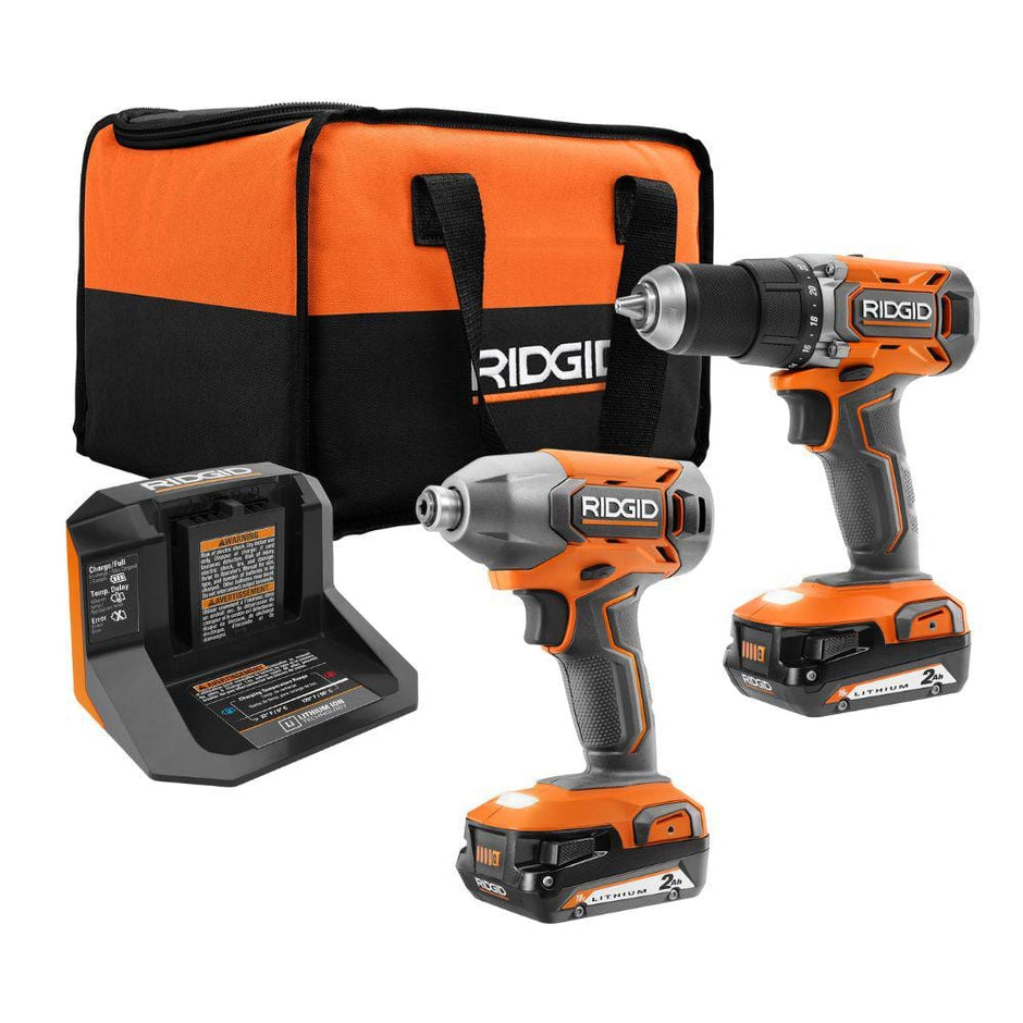 Kit combinado de 2 herramientas inalámbricas de 18 V con taladro/atornillador, atornillador de impacto, (2) baterías de 2.0 Ah y cargador