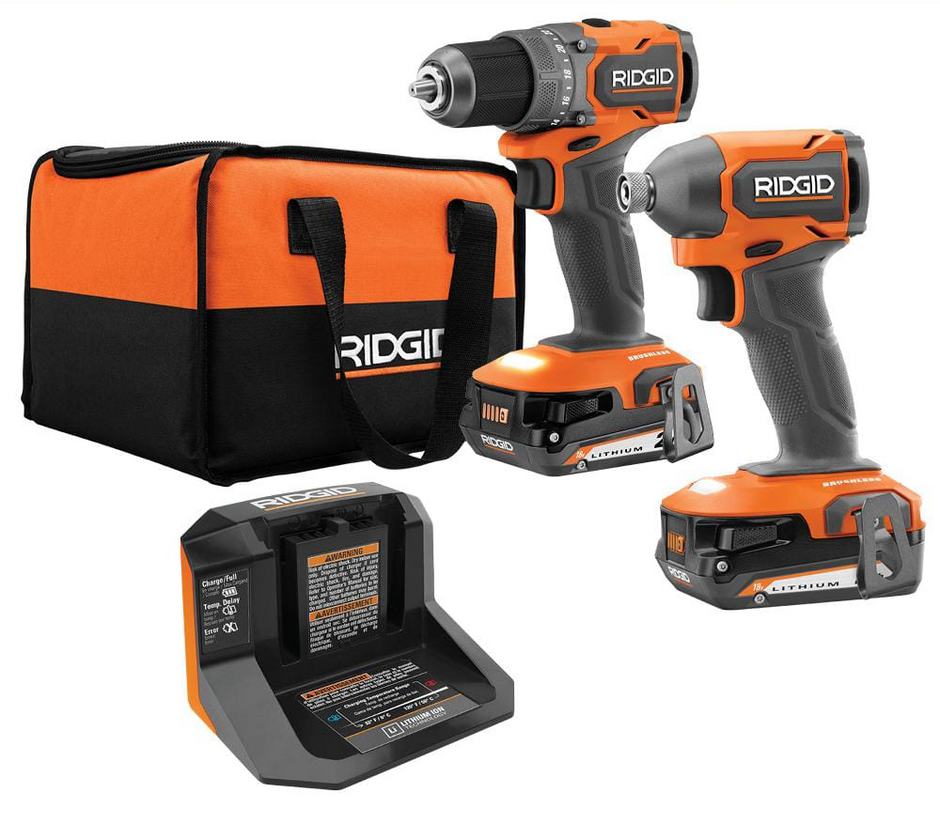 Kit combinado de 2 herramientas sin escobillas SubCompact de 18 V con taladro/atornillador, atornillador de impacto, (2) baterías de 2.0 Ah, cargador y bolsa de herramientas
