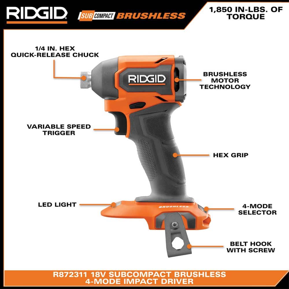 18V SubCompact Brushless Cordless 2- Tool Combo Kit w/ Hammer Drill, Impact Driver, (2) 2.0 Ah Batteries, Charger, & Bag